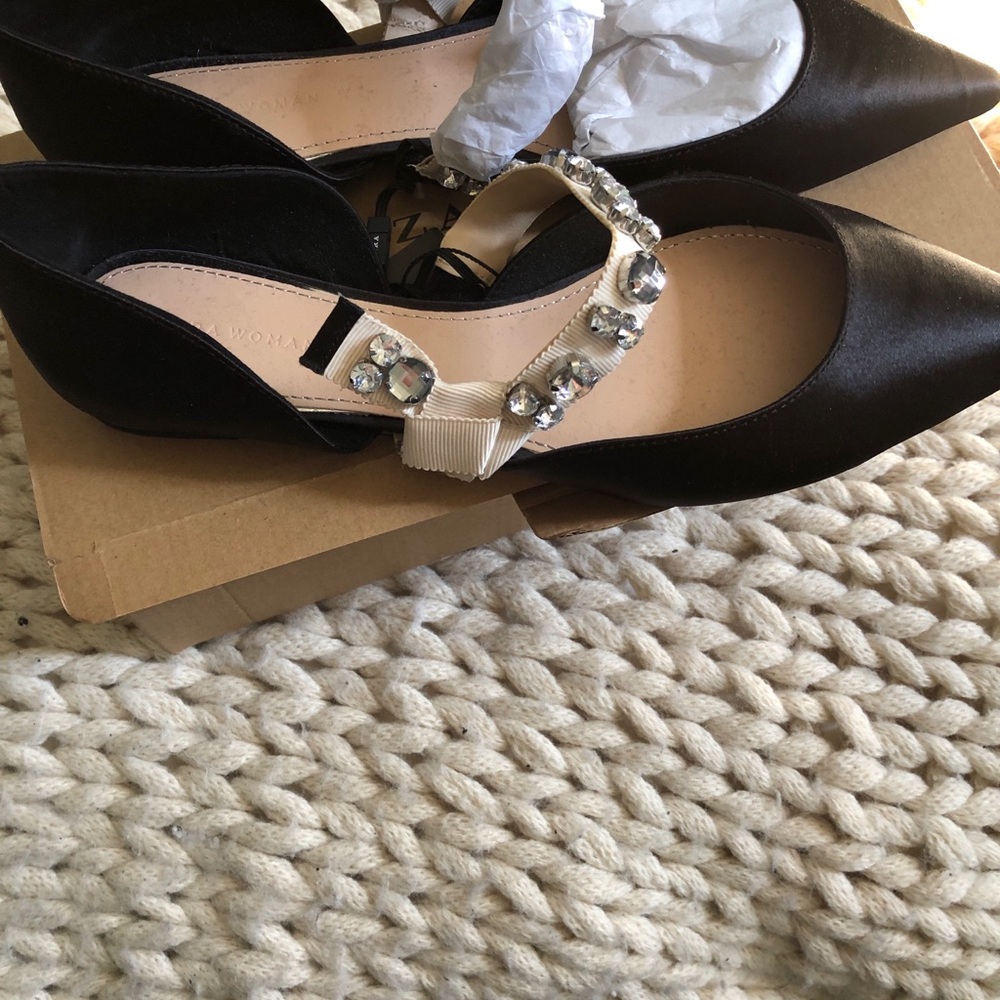 NWT Zara Zapata Plan Jeweled Flat sz 11